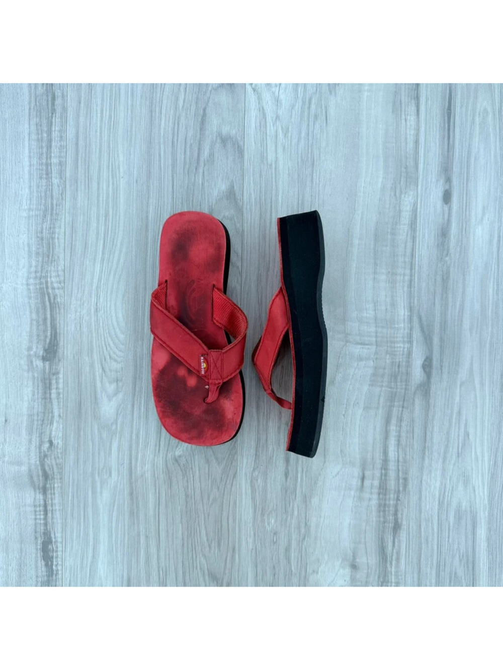 Rainbow Vintage Red Platform Flip Flops